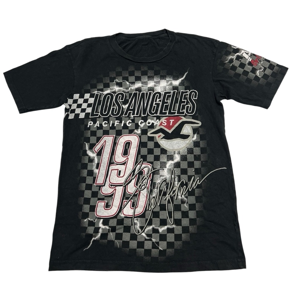 Hollister Black M Los Angeles Pacific Coast 1999 T-shirt Graphic Checkered Flag